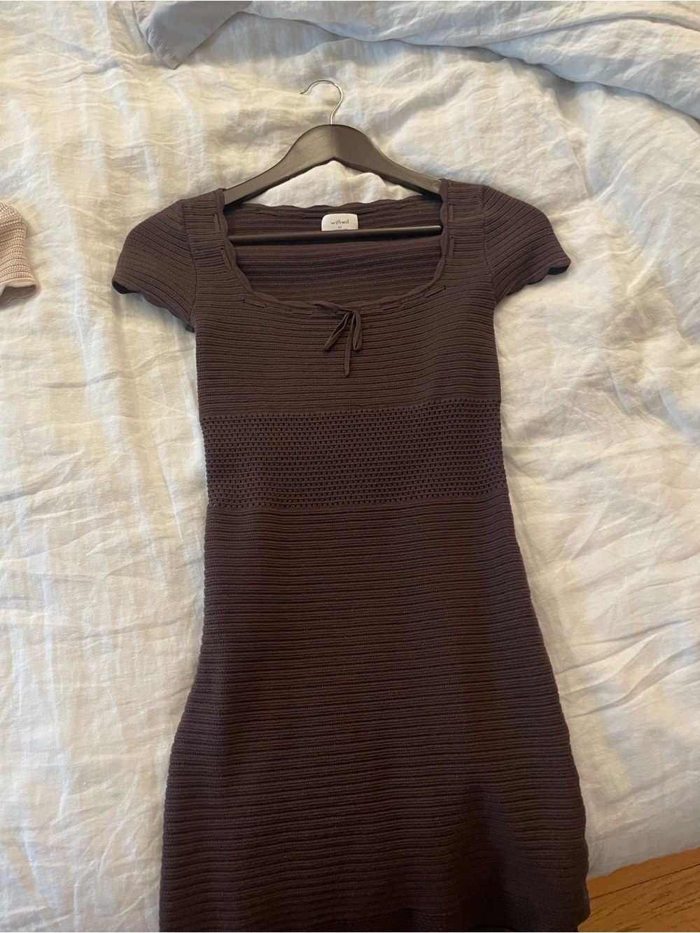 Aritzia Brown Short-Sleeve Knit Dress